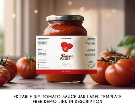 Editable Luxury Tomato Sauce Jar Label Template Printable Modern