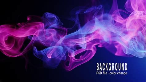 Premium PSD Blue Pink Purple Vape Smoke On Black Isolated Background