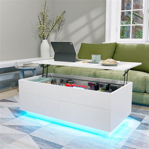 Wade Logan Aviad Lift Top Coffee Table With Multifunctional Rgb Led