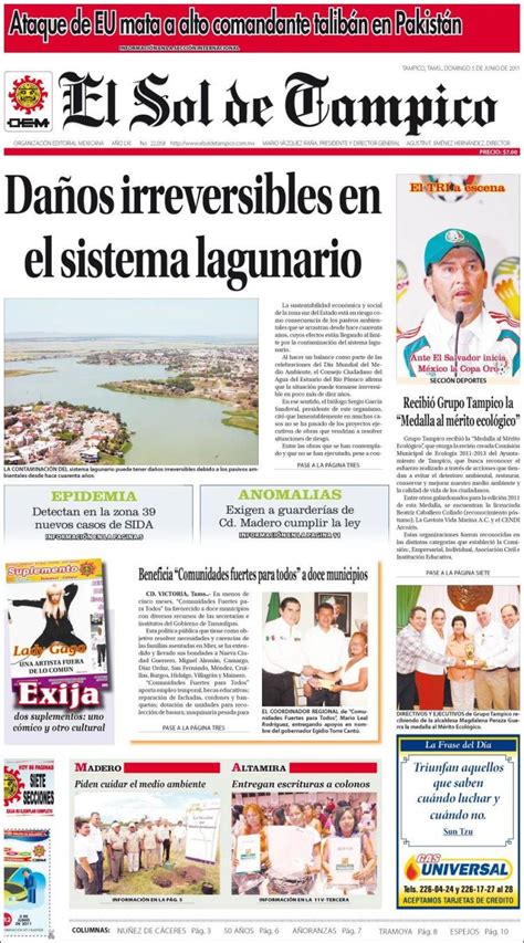 Periódico El Sol De Tampico México Periódicos De México Edición De Domingo 5 De Junio De