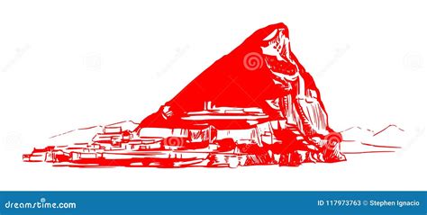 The Rock Of Gibraltar Stock Illustration Illustration Of Scenic