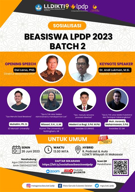 Sosialisasi Beasiswa LPDP 2023 Batch 2 LLDIKTI9