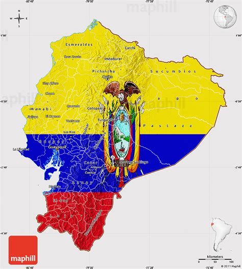 Flag Map of Ecuador