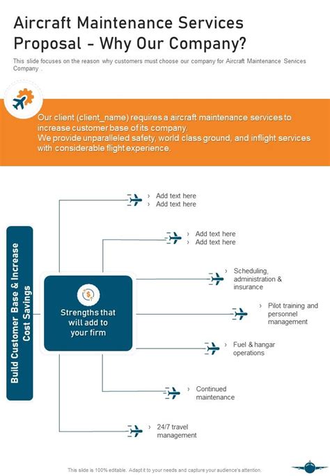 Aircraft Maintenance Services Proposal Why Our Company One Pager Sample