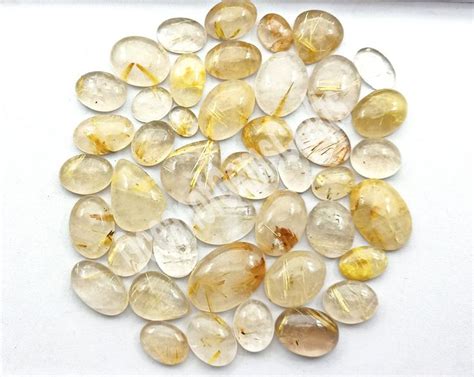 Natural Golden Rutile Gemstone Cabochon Aaa Golden Rutile Mixed