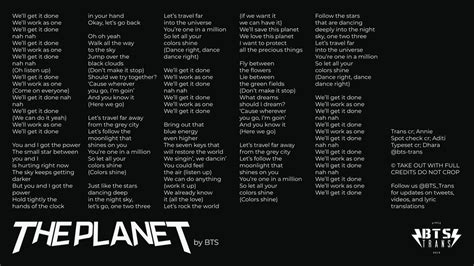 Bts Translations Bangtansubs On Twitter Kor Eng Lyrics The Planet