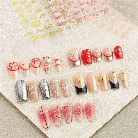 Nail Charms Nail Ribbons Sticker D Y K Nail Design Bowknot Nail Decals