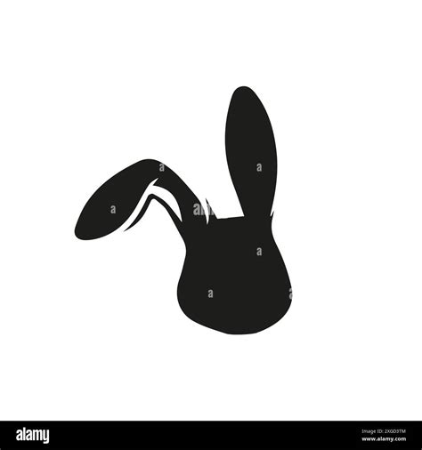 Black Rabbit Silhouette Facing Left Simple Animal Icon Stock Vector