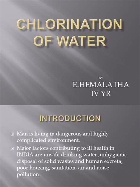 Chlorination of Water | Chlorine | Water Purification