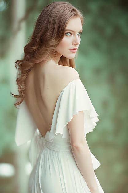 Premium Ai Image Woman Wearing White Dress