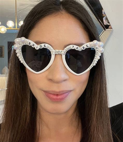 Bride To Be Pearl Embellished Heart Sunglasses Etsy In 2023 Heart Sunglasses Bride