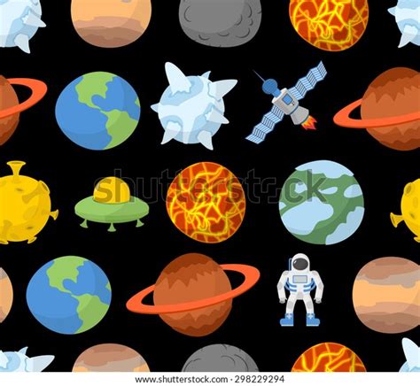 Planets Solar System Seamless Pattern Vector Stock Vector Royalty Free