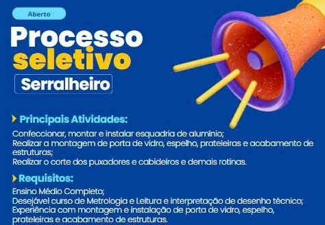 Empresa Abre Vagas Para Serralheiro