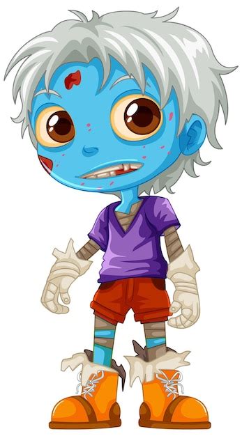 Personagem De Desenho Animado Zumbi Masculino Blueskinned Vetor Premium