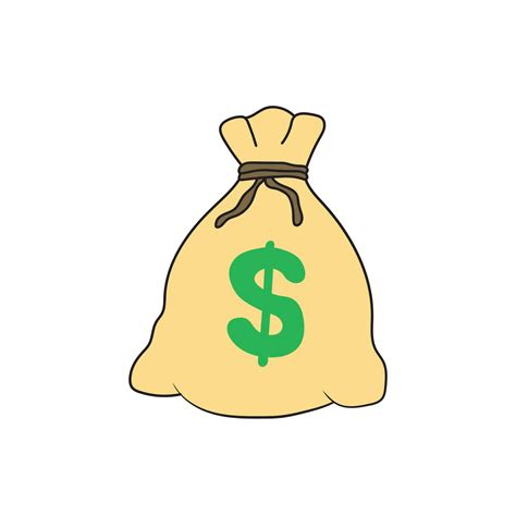 Kids drawing Cartoon Vector illustration money bag with dolars icon ...