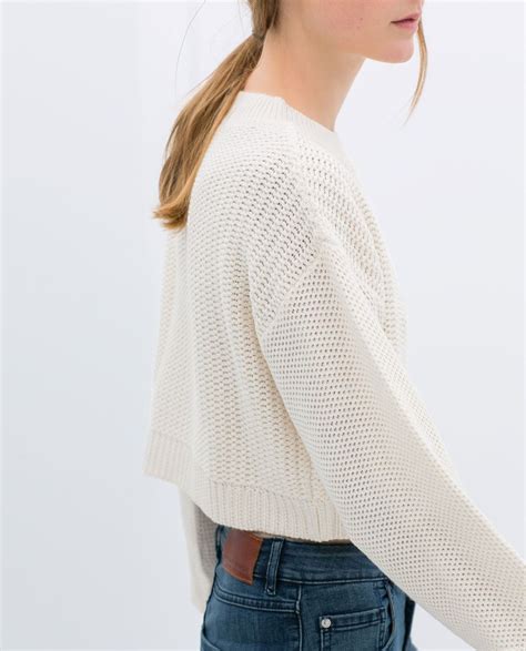 Cropped Sweater From Zara Estilo Minimalista Mangas Largas Su Ter Corto