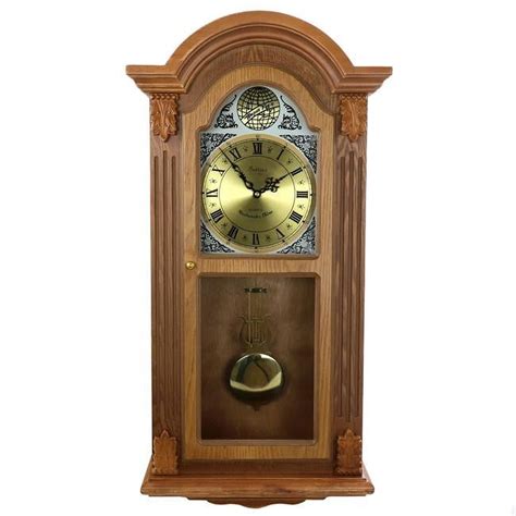 Honey Oak Chiming Pendulum Wall Clock - Walmart.com