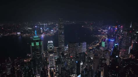 Night Panorama Of The Whole Illuminated Hong Kong, Aerial View 25454295 Stock Video at Vecteezy