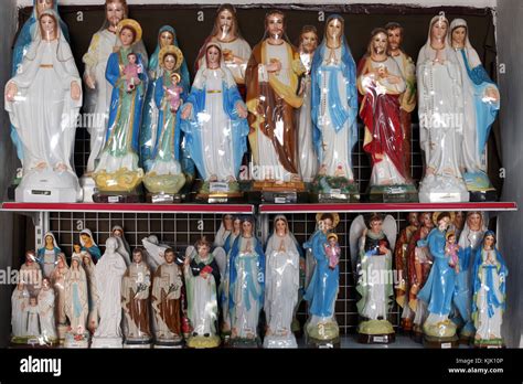 Catholic faith store. Religious articles. Virgin Mary and Jesus. Dalat ...