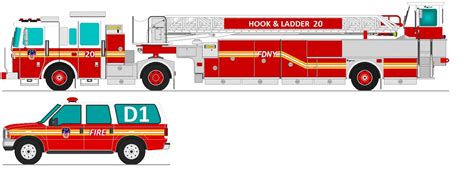 Ladder 20 Division 1 | Fire truck drawing, Fire trucks, Emergency vehicles