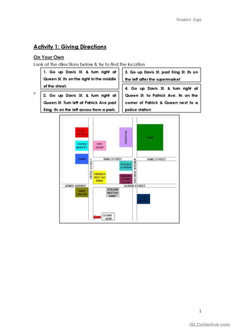 City Directions Giving Directions English ESL Worksheets Pdf Doc