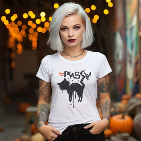 Sexy Spooky Black Cat Pussy Tee Halloween Swinger Hotwife Shirt