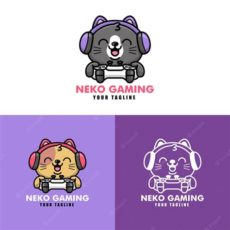 Premium Vector Cute Gamer Cat Logo Collection Set