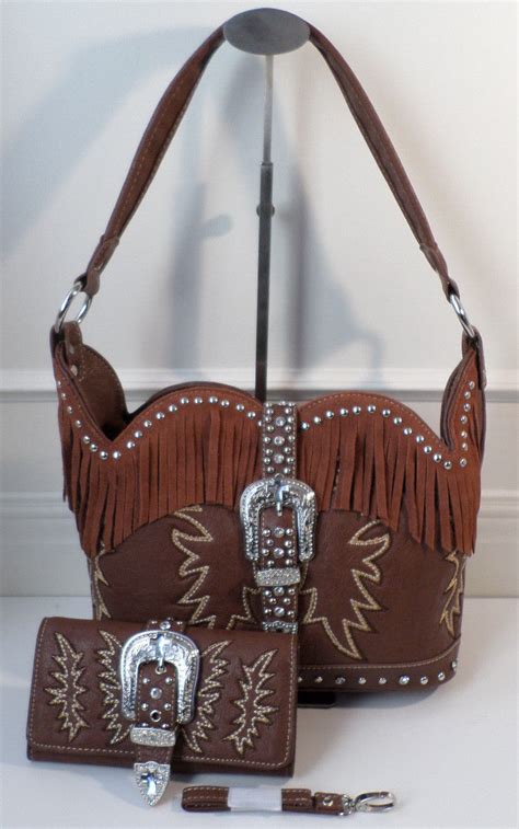 Montana West Sweetheart Fringe Handbag Purse Silvertone Studding New ...