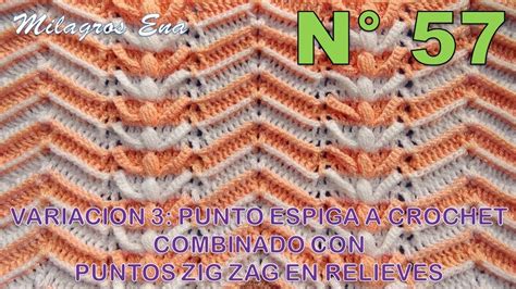 Punto N 57 Tejido A Crochet Punto Espiga Combinado Con Puntos Zig Zag