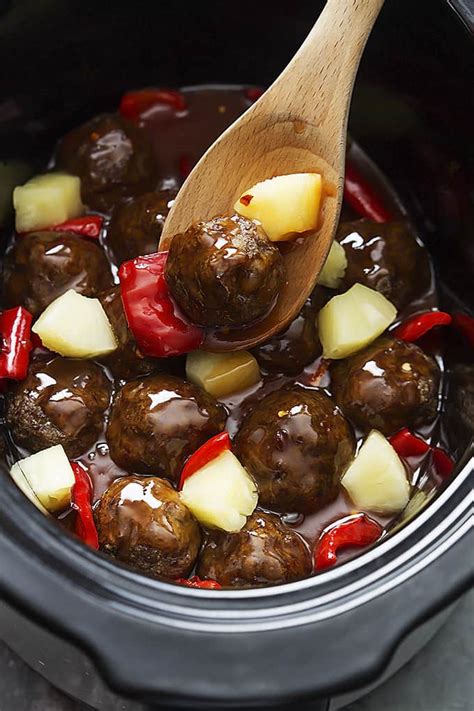 Slow Cooker Sweet Sour Meatballs Creme De La Crumb