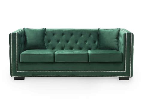 Canape Places Capitonne Chesterfield Design En Velours Vert Cube