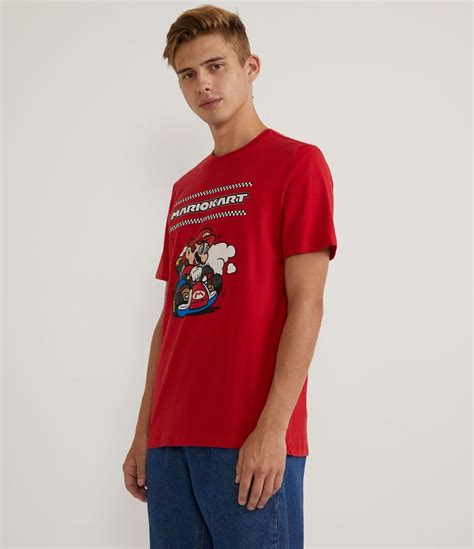 Remera En Media Malla Con Estampado Mario Kart Renner