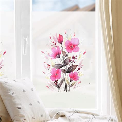 Fensterfolie Sichtschutz Esther Meinl Pinke Aquarell Blumen Im