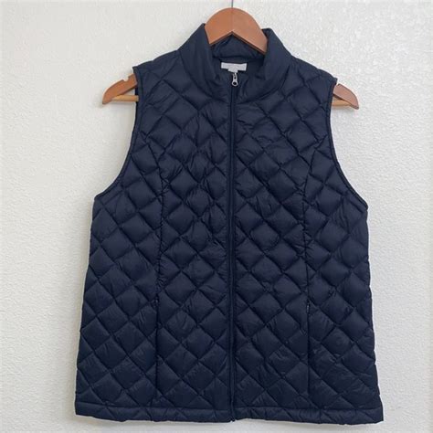 J Jill Jackets And Coats Jjill Navy Blue Down Quilted Puffer Vest Sz