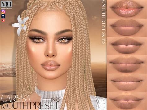 The Sims Resource Patreon Carissa Mouth Preset N18 In 2024 Sims 4