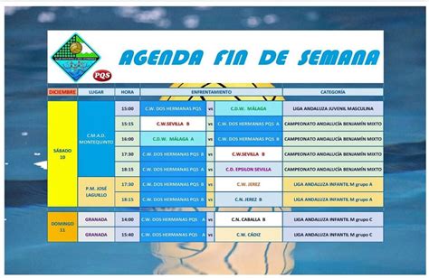 Agenda Del Fin De Semana Del C W Dos Hermanas PQS Club Waterpolo Dos