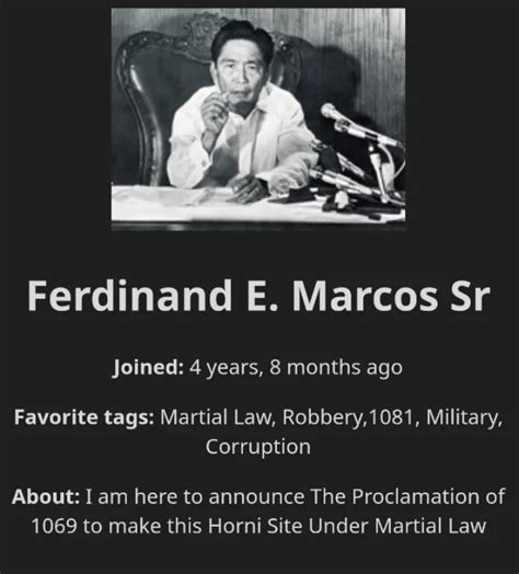 I am Ferdinand E. Marcos Sr and I have come to stop all the posts about ...