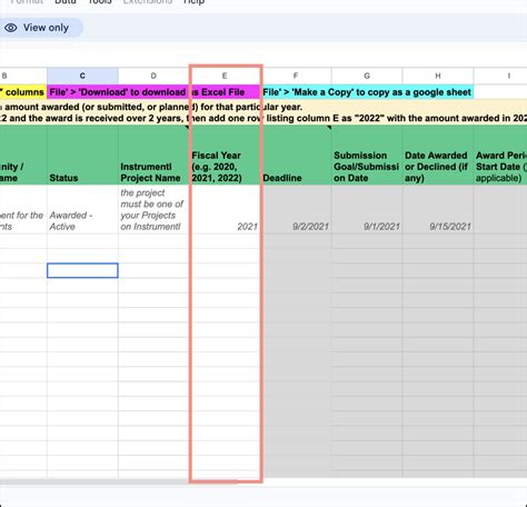 Easy To Use Grant Tracker Spreadsheet Template Instrumentl