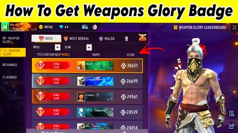 How To Get Weapon Glory Title In Free Fire Sub Division Weapons