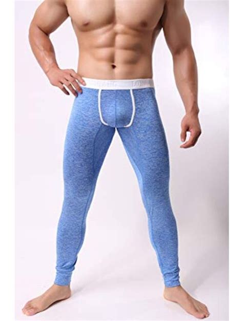 Buy Kamuon Mens Low Rise Pouch Underwear Pants Long Johns Thermal Bottoms Leggings Online