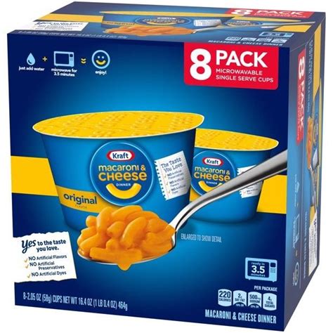 มักกะโรนีชีส 8 กระป๋อง Kraft Original Macaroni And Cheese Easy Microwavable Dinner 8 Ct Box 2