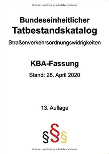 Bundeseinheitlicher Tatbestandskatalog 2020 Bußgeldkatalog für