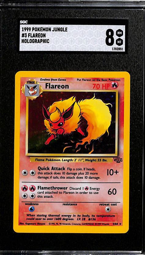 Lot Detail 1999 Pokemon Jungle Flareon 3 Holographic Card Graded Sgc 8