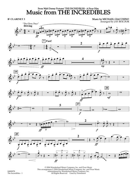 Music From The Incredibles Arr Jay Bocook Bb Clarinet 3 By Michael Giacchino Sheet Music