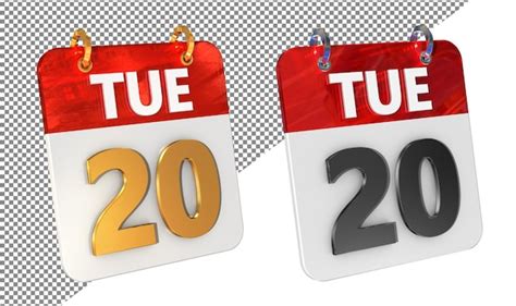 Premium Psd Twentieth 20th Tuesday Date 3d Icon Isolated Gold Amp