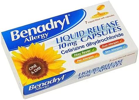 Benadryl Allergy Cetirizine 10mg Liquid Release 7 Capsules At Best