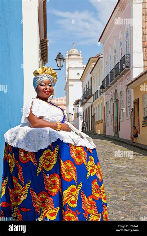 Woman In Traditional Bahian Dress Salvador De Bahia Pelourinho