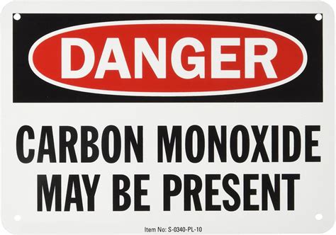 SmartSign Danger Carbon Monoxide May Be Present Sign 7 X 10