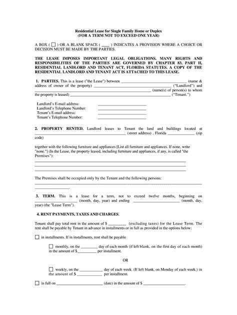 One Page Lease Agreement Template | HQ Printable Documents