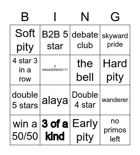 Scara Pulling Bingo Card